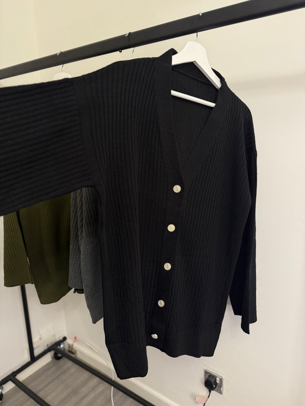 Ribbed Knit 2-Piece Co-ord Set – Cardigan & Wide-Leg Trousers