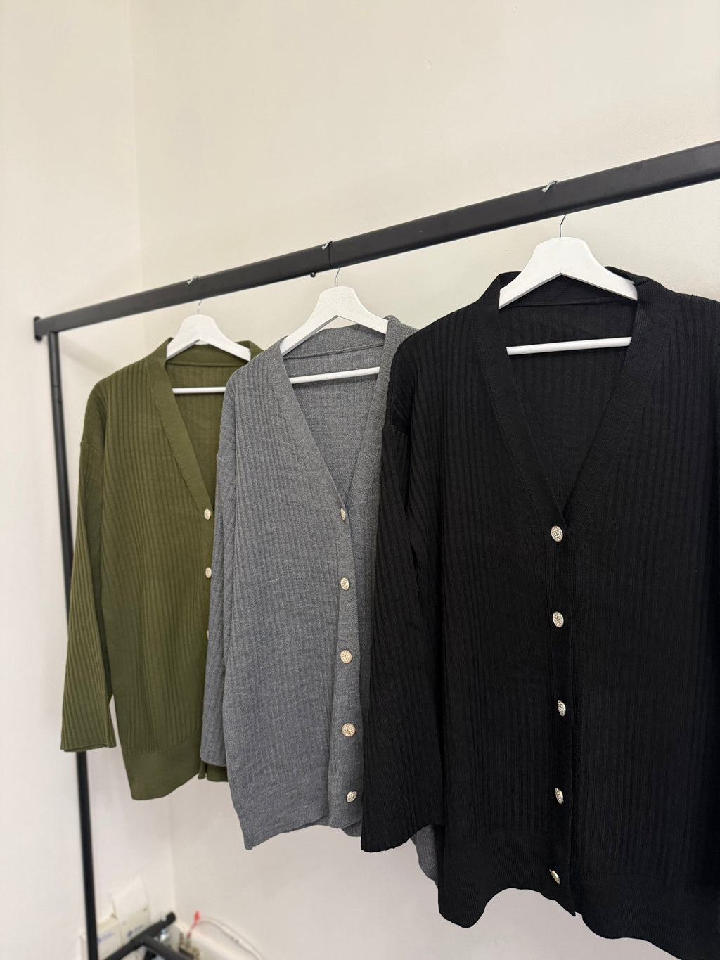 Ribbed Knit 2-Piece Co-ord Set – Cardigan & Wide-Leg Trousers