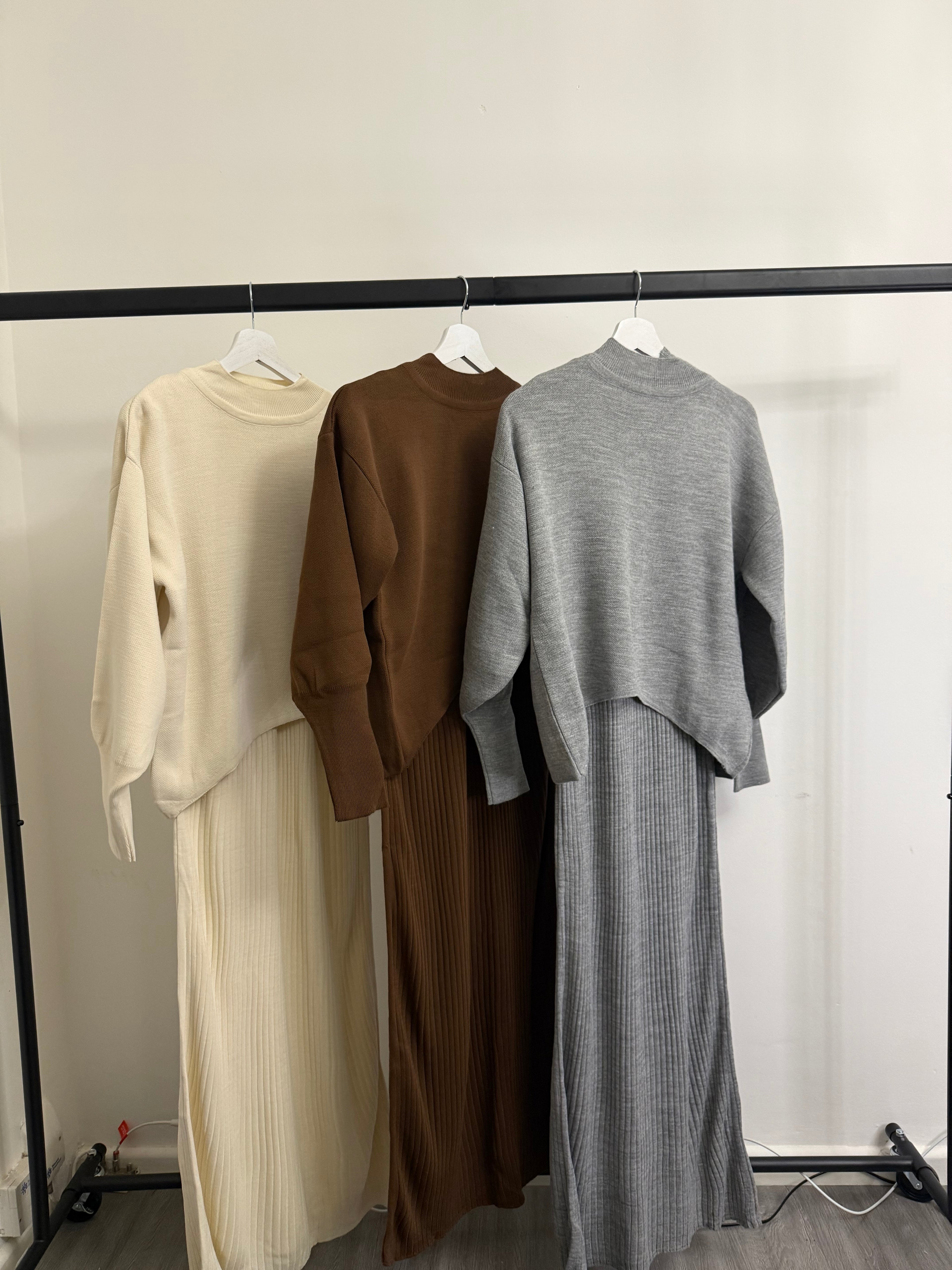 Ribbed Knit 2pc Sleeveless Maxi Dress & Oversized Sweater Co-Ord