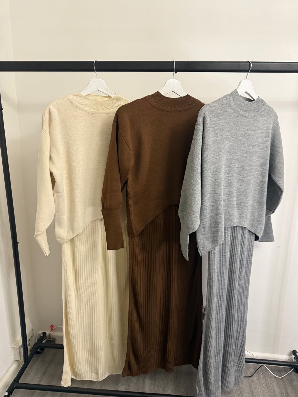 Ribbed Knit 2pc Sleeveless Maxi Dress & Oversized Sweater Co-Ord