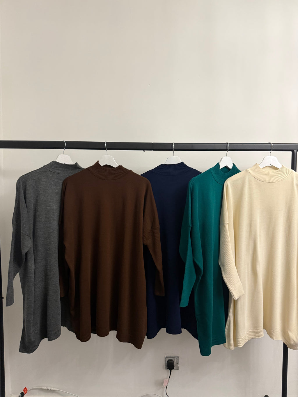 High-Neck Oversized Knit Top – Long Sleeve Sweater