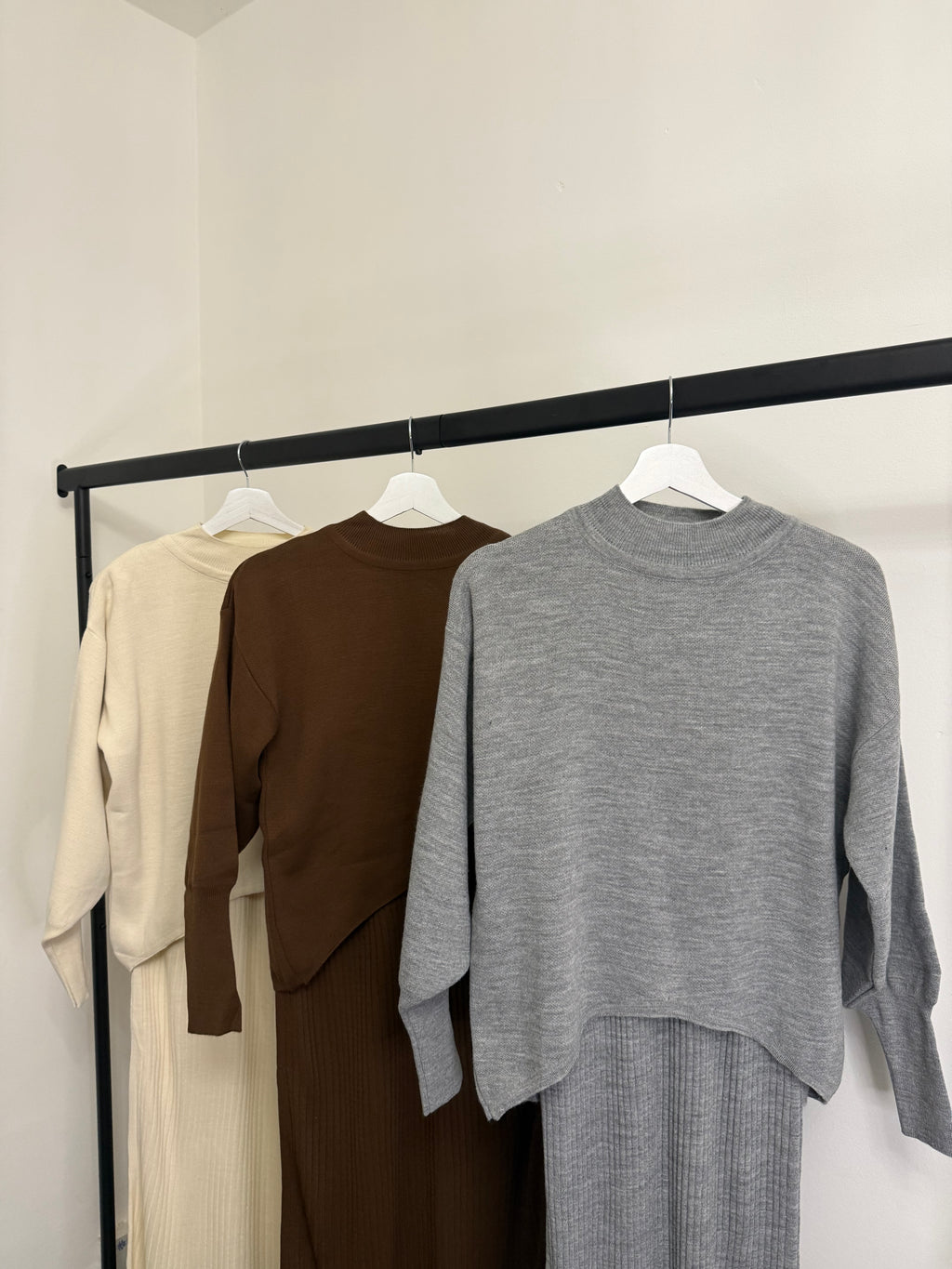 Ribbed Knit 2pc Sleeveless Maxi Dress & Oversized Sweater Co-Ord