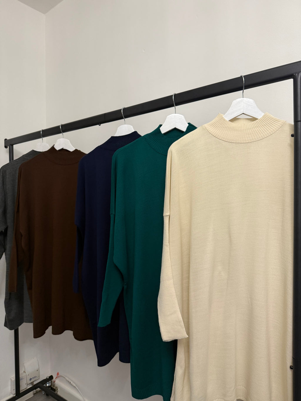 High-Neck Oversized Knit Top – Long Sleeve Sweater