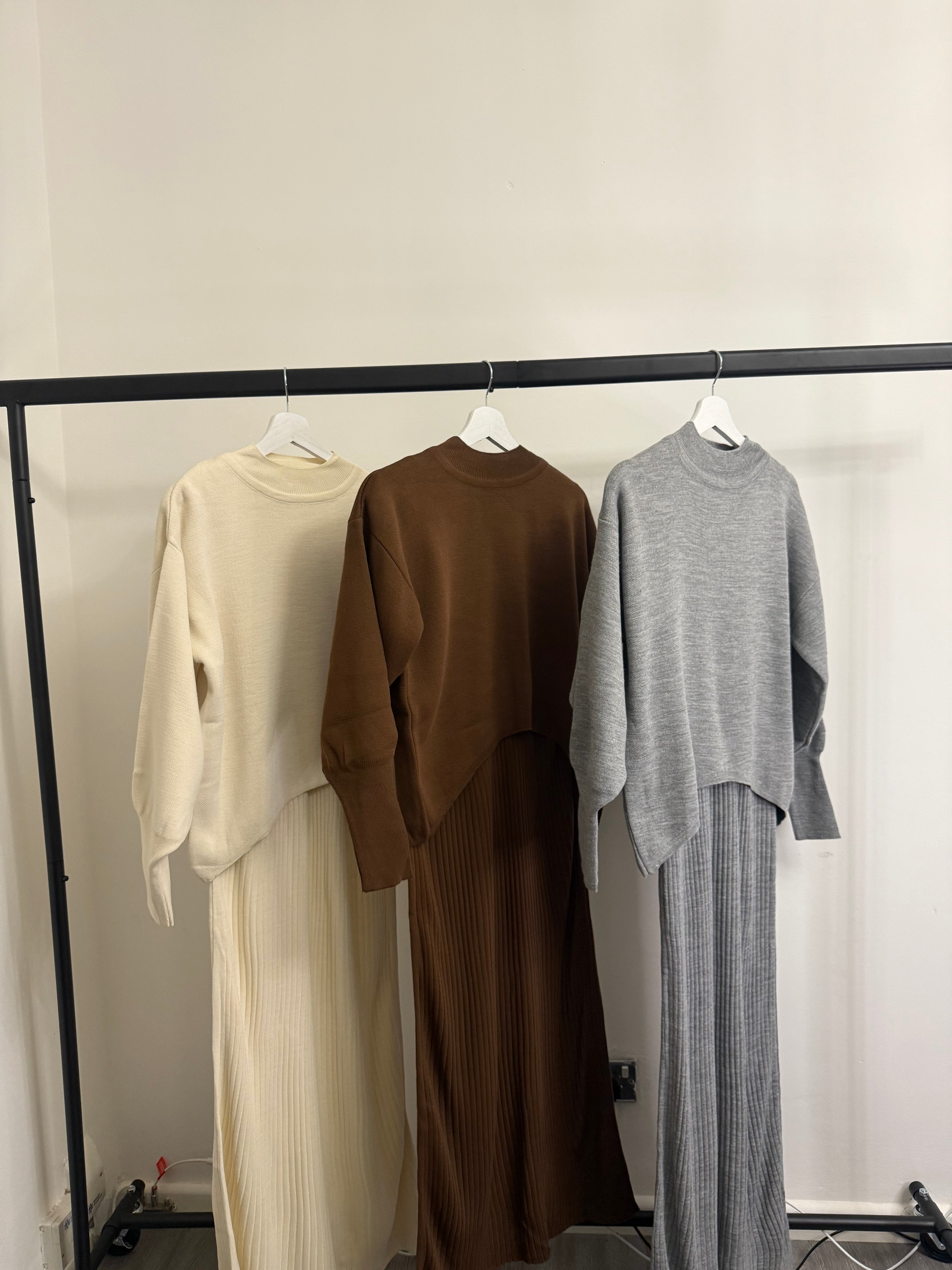 Ribbed Knit 2pc Sleeveless Maxi Dress & Oversized Sweater Co-Ord